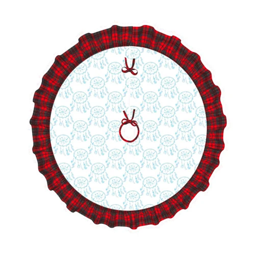 FDIN Boho Christmas Tree Skirt for Stackable, Pattern of Mystic with PrintSky Blue Multicolor,Christmas Tree Mat Holiday Party Indoor Outdoor Decor Easy to Clean,30inch