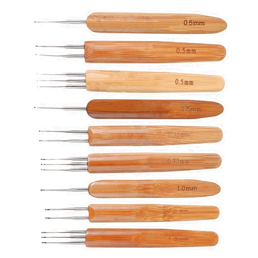 Lusofie 9pcs Crochet Hooks for Hair Locs (Single, Double, Triple) Dreadlock Accessories Machine Crochet Hook Crochet Needles for Hair Interlocking Tool (0.5, 0.75, 1.0mm)