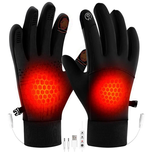 Kannino USB Heated Gloves for Men Women, Full Finger Hand Warmers Gloves 3 Levels Temperature Thermal Heated Mittens Double-Sided Heating Hand Warmers Winter Gifts for Outdoor Skiing Cycling
