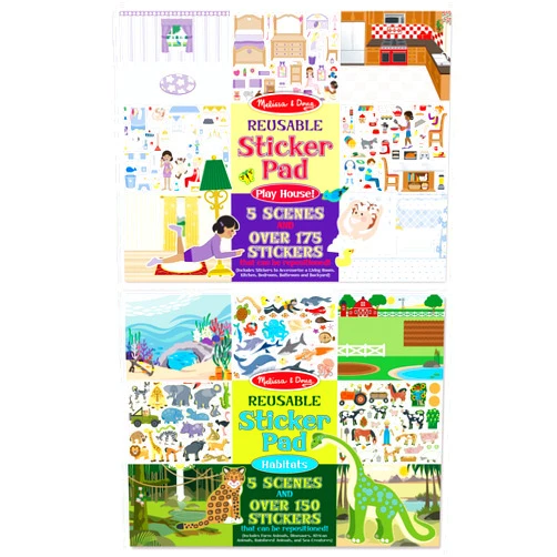 Melissa & Doug Reusable Sticker Pads Set: Play House and Habitats - 325 Stickers