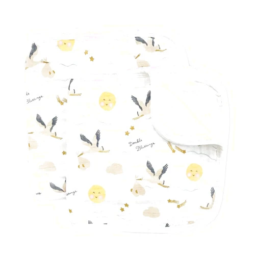 Twoborn Burp Cloths for Twins, 2 Pack, 100% Soft Cotton Muslin, Oversized, Super Absorbent (Double Blessings Print)