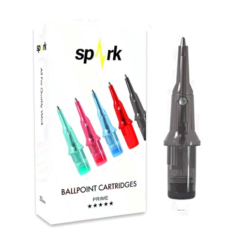 Tatmax International Spark Cartridge Ballpoint Pen Practice Skin, 20Pcs 50pcs Assorted Colors Ballpoint Pen Refill for Drawing Sketching Stippling (Black)