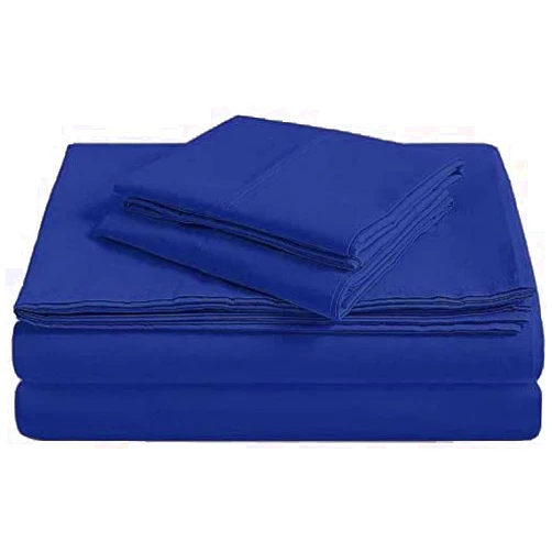 DKS BEDDING 100% Egyptian Giza Cotton Sheets - 600 Thread Count 4 Piece Sheet Set, 100% Pure & Comfortable Long Staple Cotton, Sheet Set,Easy Fit,Breathable & Cooling Sheet,Three Quarter Navy Blue