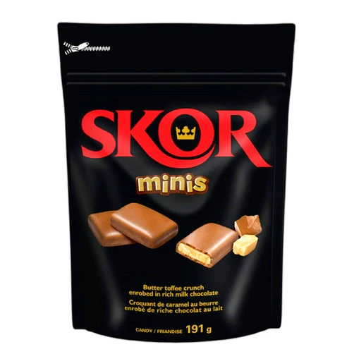 SKOR Chocolate Candy Bars with Buttered Toffee, Minis, 191 Gram