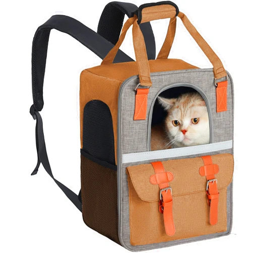 Cango Portable Pet Carrier Large Capacity Backpack for Small Medium Cats Dogs Puppies with Breathable Mesh and Safety Hook, Pet Carrier for Travel and Hiking