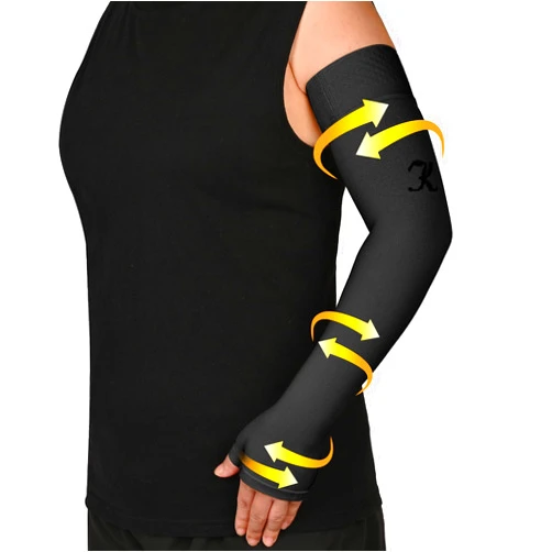 KEKING Lymphedema Compression Arm Sleeve with Gauntlet for Women Men, 20-30 mmHg Medical Graduated Compression Arm Brace, Full Arm Support Brace for Pain Relief, Arthritis, Swelling, Single Black S