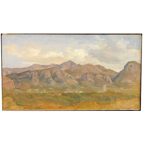 Period Prints August Lucas - View of Monte Sant'Angelo, Villa Auriemma Sorrento(1832)