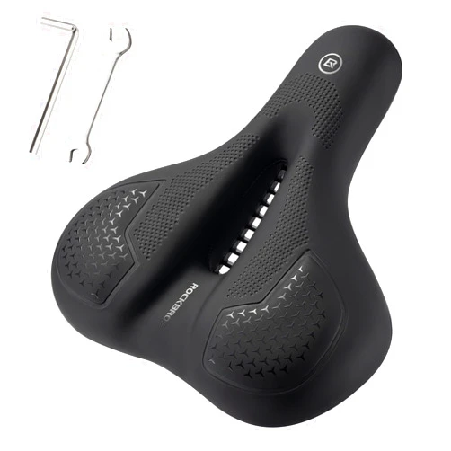 ROCKBROS Bike Seat for Men Women Comfort Wide Gel Bike Seat Replacement,Breathable Waterproof Padded Bicycle Saddle, Compatible with Cruiser/Mountain/Fat Bikes