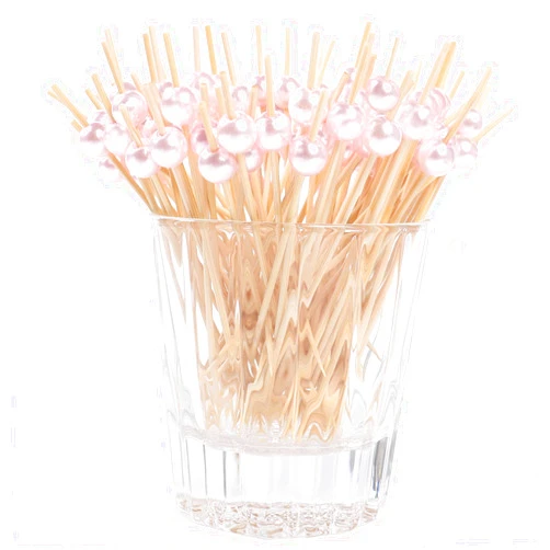 LXSAZP 120PCS Cocktail Picks Toothpicks for Appetizers Toothpick Cocktail Picks for Drinks Bamboo Toothpicks Pearl Cocktail Toothpicks for Food Appetizer Skewer for Charcuterie Long Toothpicks Pink 4.7Inch
