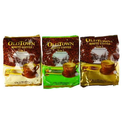OLD TOWN White Coffee 3 in 1 Variety Pack (Classic, Natural Cane Sugar, Hazelnut), brown