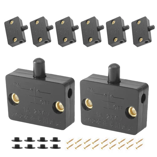 Luomorgo 8 Pcs Closet Light Switch, Cabinet Door Light Switch, Automatic Touch Switch for Wardrobe Door Light Lamp Open On Close Off (Black)