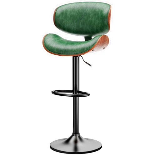 Choiana Bar Stool Swivel Adjustable Barstool for Kitchen Islands Counter, Modern Upholstered Bar Chair, Comfortable PU Leather Bar Stool w/Back Support, Footrest for Bar, Pub, Dining Room, Green