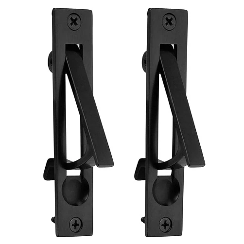 Wood Grip | 2 Pack Edge Pull Door Latch | Barn Door Handles | Pocket Door Lock | Suitable for Closet Door, Bathroom, Laundry, and Hallway Doors | Grip Edge Bathroom Door (Matte Black, 2 Pack)