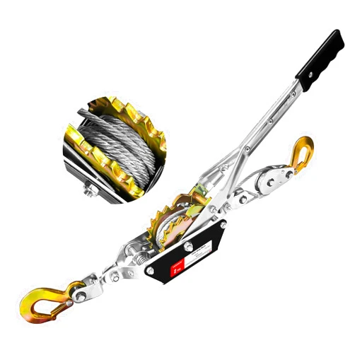 YATOINTO Come Along Winch, 2 Ton (4480 lbs) Pulling Capacity, 7 ft Steel Cable, 2 Hooks, Heavy Duty Ratchet Power Puller Tool with Dual Gears, Automotive Hoist Cable Puller Ideal for Vehicle Rescue