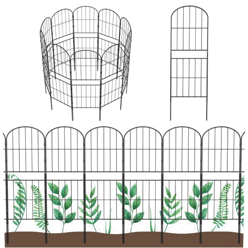 OUSHENG Decorative Garden Fence Fencing 10 Pack, 36in (H) x 10.8ft (L) Rustproof Metal Wire Panel Border Animal Barrier for Dog, Flower Edging for Yard Landscape Patio Outdoor Decor, Arched