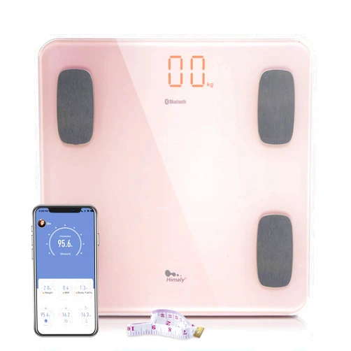 himaly Body Fat Scale Smart BMI Scale Digital Bathroom Wireless Weight Scale, Body Composition Analyzer with Smartphone App sync with Bluetooth, 180KG/400 lbs-Pink