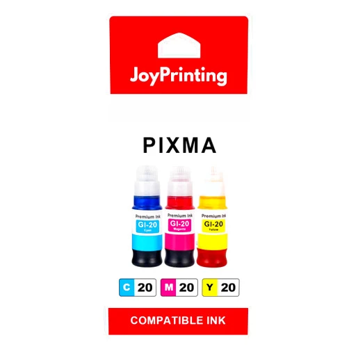 JoyPrinting Compatible Ink Replacement for Canon GI-20 GI20 Ink Refill Bottles Work for Canon PIXMA G5020 G6020 G7020 MegaTank Printer (Cyan, Magenta, Yellow, 3 Pack, 210ml)