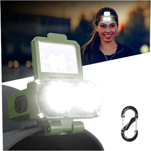 AROPEEN Hard Hat Light Waterproof, 600Lumens Hat Lights Clip on, Headlamp Rechargeable with Motion Sensor, 5 Light Modes Dimmable Clip on Flashlight for Running Dog Walking Hiking Camping Maintenance
