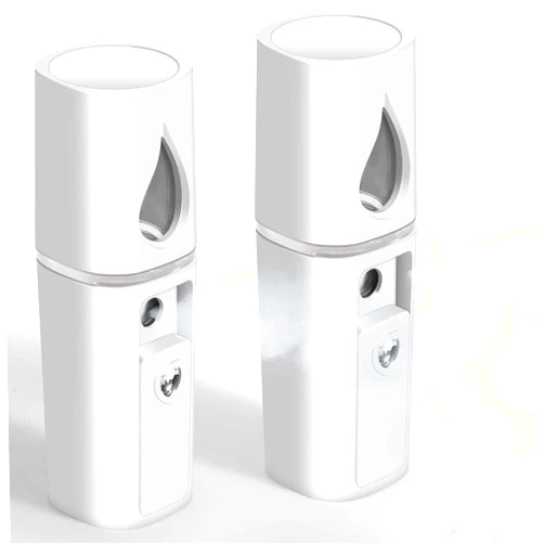 GIVERARE 2 Pack Nano Facial Steamer, Handy Mini Mister with Mirror, USB Rechargeable Mist Sprayer, Visual Water Tank Moisturizing&Hydrating for Face, Makeup, Skin Care, Eyelash Extensions-White