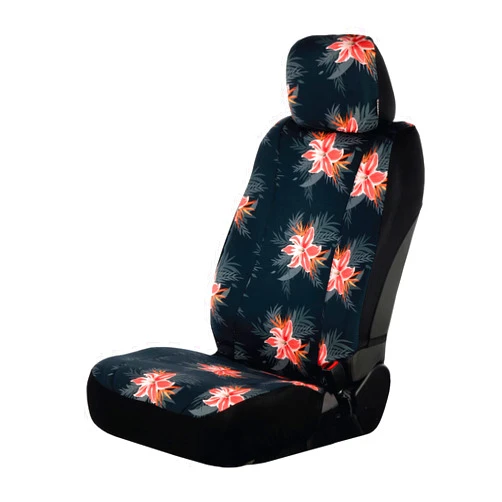 RangeWest Low Back Seat Cover, Bucket Seat Universal Fit, Easy to Install for Cars, Truck, Van, SUV, Black/Pink Hawaiian (Single)