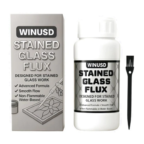 WINUSD 8oz Liquid Solder Flux for Stained Glass Soldering | Water-Based Liquid Zinc Flux for Solder Work, Glass Repair & Electronics Repair | Soldering Tools Stained Glass Supplies Kit for DIY Projects