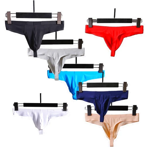 Faringoto Underwear Ultra-thin Ice Silk Men's Thong Transparent Low Waist Seamless
