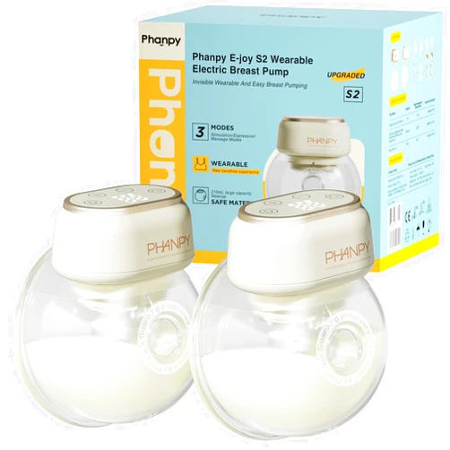 Phanpy E-Joy S2 Wearable Hands Free Portable Breast Pump, 3 Modes 8 Levels High Performance LED Touch Screen Low Noise, 7oz Capacity 20&24 mm(2 Counts)