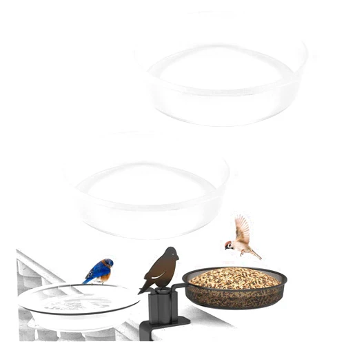 WAXCMXYH 2 PCS Plastic Round Bird Feeder Water Bowl, Wild Birds Seed Feeding Station Tray Bird Bath Bowl, Garden Bird Water Dish Round Birdbath for for Birds Outside Outdoors