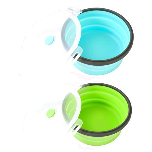 Joyinjojo Collapsible Dog Bowls with Lids, 2 Pack Travel Dog Bowls for Small Size Dogs, Silicone Portable Dog Food Bowls Water Cup Cat Bowls Dish for Camping Traveling Walking, 12 oz 350ml