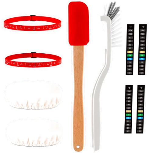Tyniaide 10 PCS Sourdough Starter Jar Kit Replacement Set with Scraper, Cloth Cover, Temperature Strip, Feeding Date Band, and Cleaning Brush - Upgrade Your Jar, Suitable for Jars with Diameter 3.15-4.50 inch