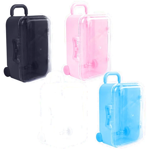 AUEAR, 4 Pack Mini Suitcase Box Luggage Travel Jewelry Candy Box Rolling Trolley Case Holder for Wedding Birthday