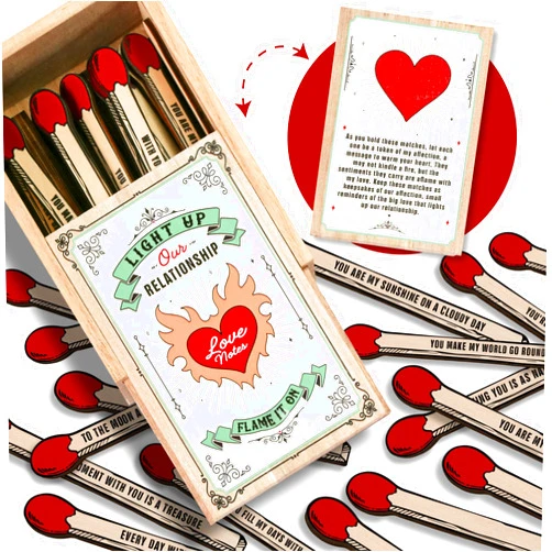 STOFINITY Love Notes for Him - 40 Matches with Love Notes for Her, Lunch Box Notes for Husband, Long Distance Gifts for Couple, Romantic Boyfriend, Cute Daily Love Message Matchbox