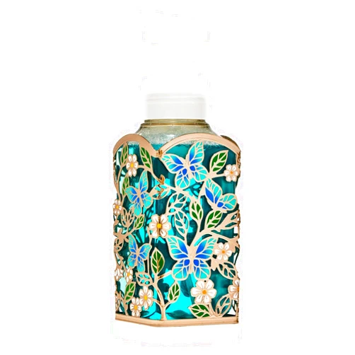 Generic Bath + Body Works Daisy Butterfly Soap Holder - Blue Butterflies, White Daisies, Silver Tone - Compatible with All Bath & Body Works Gentle Foaming Hand Soaps