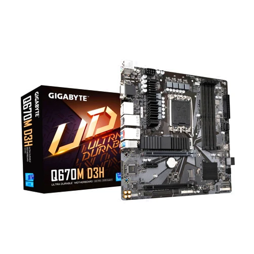 GIGABYTE Q670M D3H (LGA1700/ Intel/ Q670/ M-ATX/ DDR5/ Dual M.2/ PCIe 4/ USB 3.2 Gen2 Type-C/Intel 2.5GbE LAN/Motherboard)