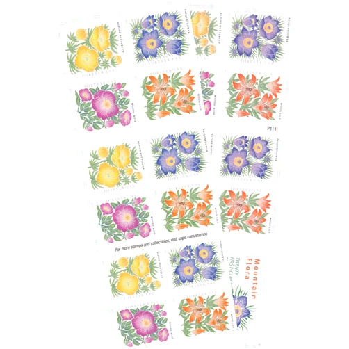 United States Postal Service 2022 Mountain Flora Flowers, Garden, Love, Forever First Class Postage Stamps (1 Booklet, 20 Stamps)