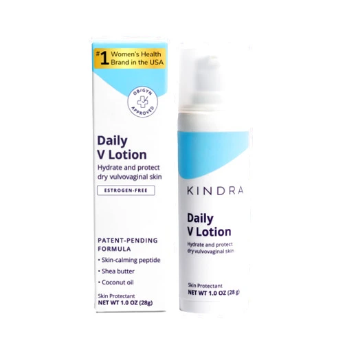 Kindra Daily V Vaginal Moisturizer Lotion - OBGYN Recommended for Dryness & Itch, with Hyaluronic Acid, Prevents Infection & Odor - Estrogen-Free Cream, pH-Balanced Feminine Care - 60 Applications