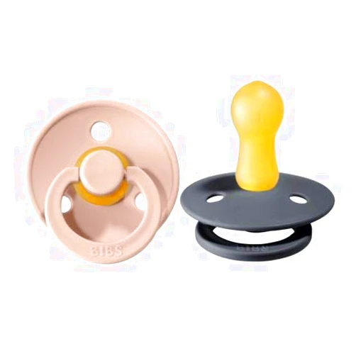 BIBS BPA-Free Natural Rubber Baby Pacifier | Made in Denmark (Blush/Iron, 0-6 Months) 2-Pack