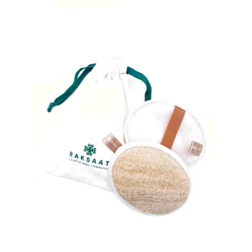 Raksaat Natural Plant Fiber Loofah Pad Body Scrubber, 2 Pads (1 Pack)