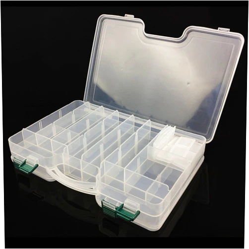 Mimilure 2 Sided Fishing Tackle Box: 44 Compartments Large Fishing Lure Storage Box with Dividers (White)