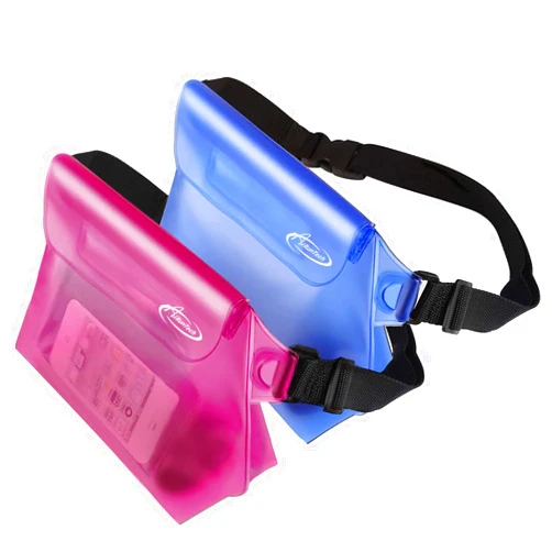 AiRunTech Waterproof Fanny Pack, Beach Cruise Vacation Essentials, Waterproof Pouch Protect Phone Passport Valuables Dry Safety, Paddle Board Kayaking Boating Swimming Accessories-2 Pack（Blue + Pink）