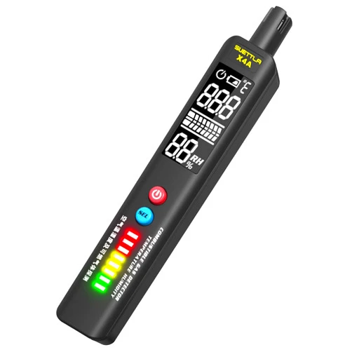 SUETTLA X4A Natural Gas Leak Detector with Audible & Visual Alarm, Portable 2-in-1 Handheld Gas Sniffer Integrated Temperature & Humidity Tester, Locates Combustible Gas, Methane, Propane for Home