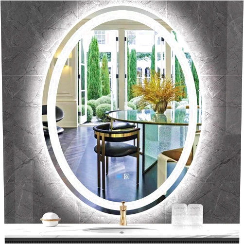 MEIOUKA 30 x 40 Inch Oval LED Vanity Mirror with Lights Oval Lighted Mirror for Bathroom Wall Mounted 40 LED Oval Mirror with Lights Dimmable 3 Color AntiFog 40in Bathroom Oval Smart Light up Mirror