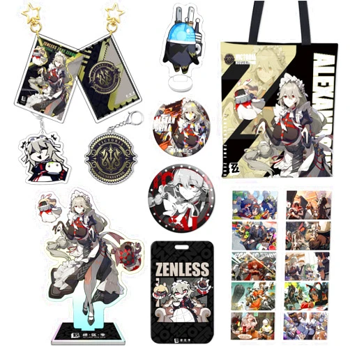 ShioewBy Zenless Zone Zero Merch Set – Rina Badge, Acrylic Stand, Key Holder – Great Gift for Collectors and Special Occasions