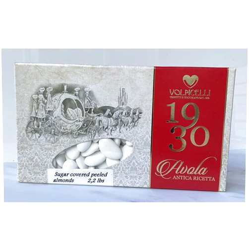 Volpicelli White Italian Imported Sugar Covered Peeled AVOLA Almonds Candy Dragee GLUTEN FREE Sugar Covered Almonds Confetti