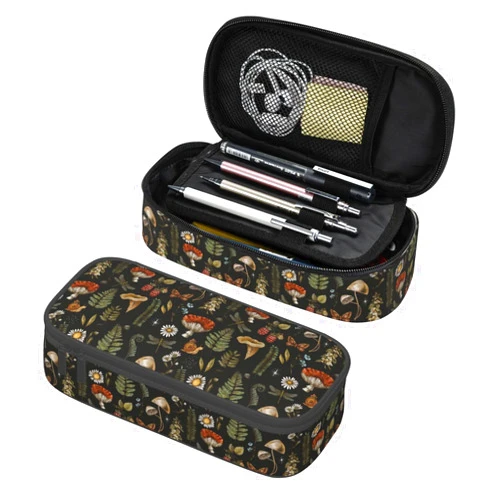 GVGOAGL Vintage Mushroom Witchcraft Pencil Case Organizer Big Capacity Pencil Pouch Stationery With Zipper School Supplies Pencil Bag For Girls Boys Office