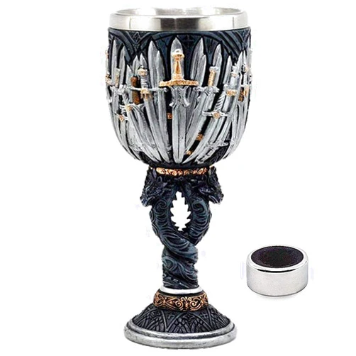 LitLife Medieval GOT Swords Chalice Goblet D&D Game Dragon Gifts Iron Throne Chalice Cup Merchandise Drinking Vessel with Wine Drip Ring
