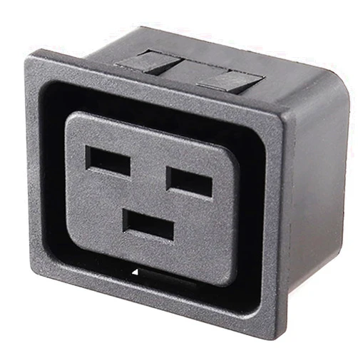 LANZMFG LZ-19-2 C19 Female IEC Socket Connector snap-in Type 5 Pack (Pannel Size:1.5mm, Black, 5)