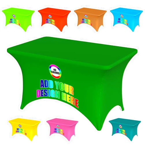 VPALSIEF Custom 4FT/6FT Table Cloth for Rectangular Fitted Stretch Table Covers with Your Design Image Logo Text Sign for Party, Wedding, Banquet, Festival, Green, 4FT