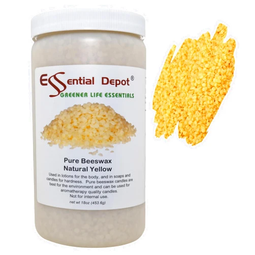 Essential Depot Bees Wax Pastilles Pearls - Yellow - 18 oz net Weight - No Additives - No Bleach - Twice Filtered