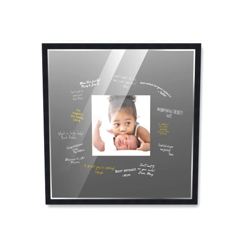 Poster Palooza 20x20 Black Autograph & Signature Picture Frame with Black Square Opening Photo Mat for 6x6 Pictures - with Pens, UV Acrylic & Foamboard Backing